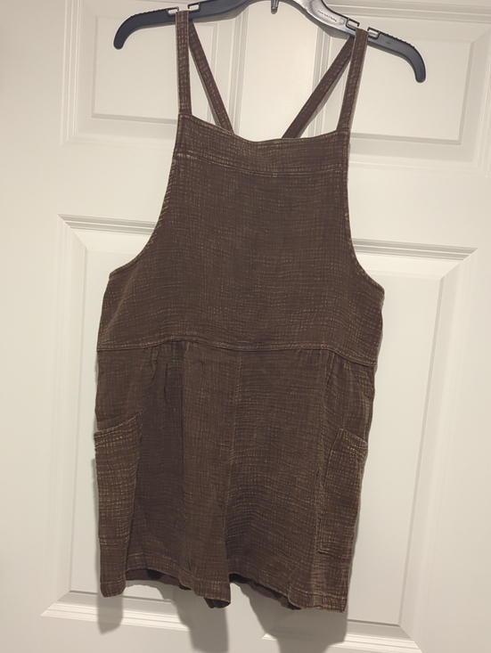 Zenana Outfitters Pants - Zenana Outfitters Brown Cotton Gauze Pinafore Romper